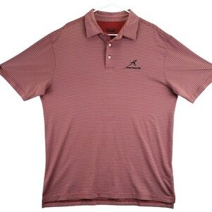 Straight Down Anthem Country Club Mens Golf Polo‎ Shirt Large Red Striped